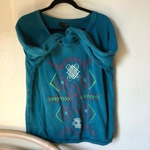 Tribal geometric print crew sweater insight